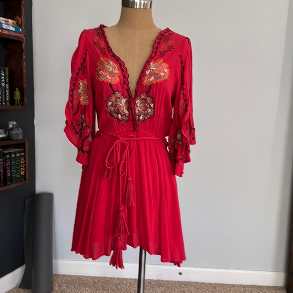Embroidered free people mini dress